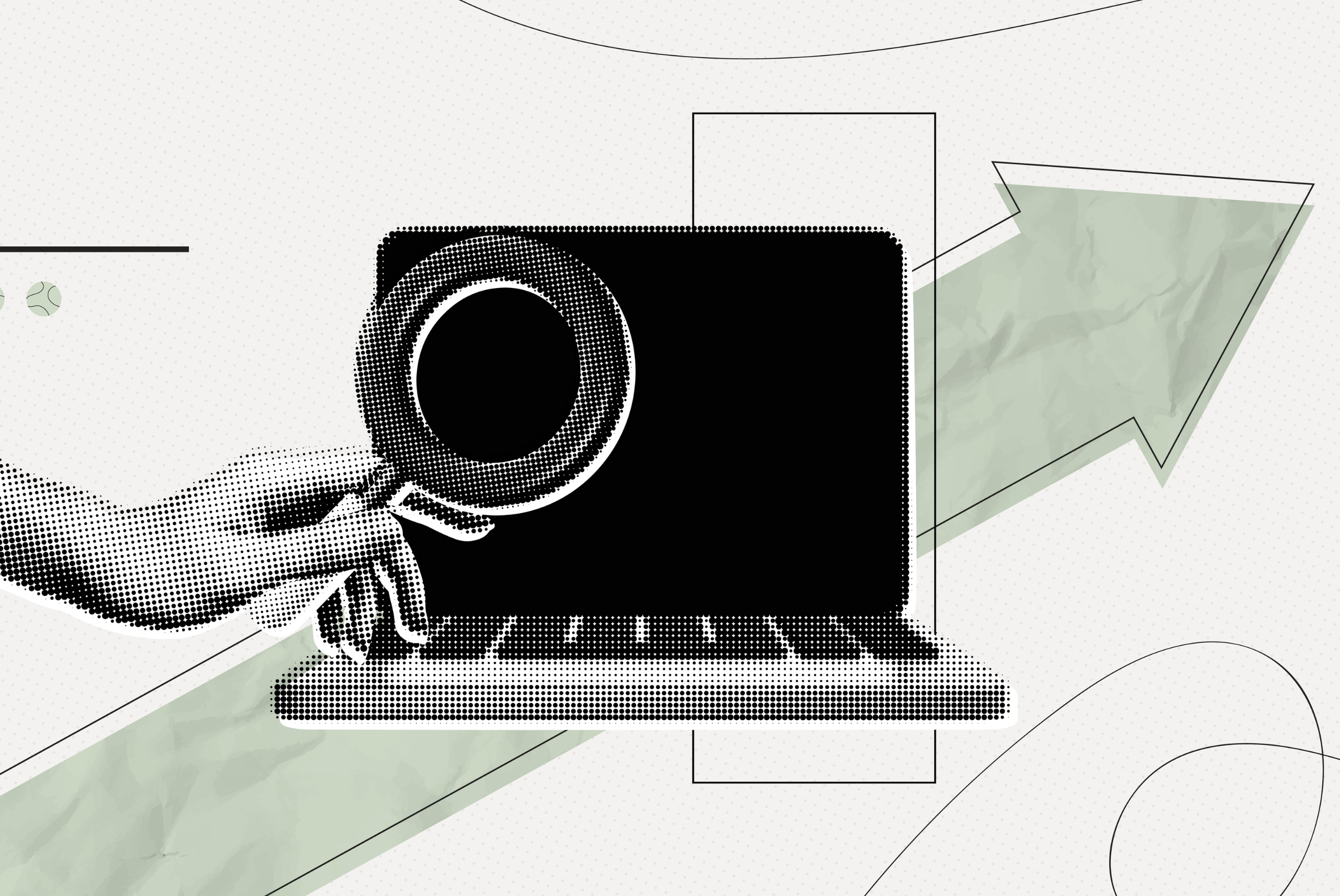 a magnifying glass being help up to a laptop