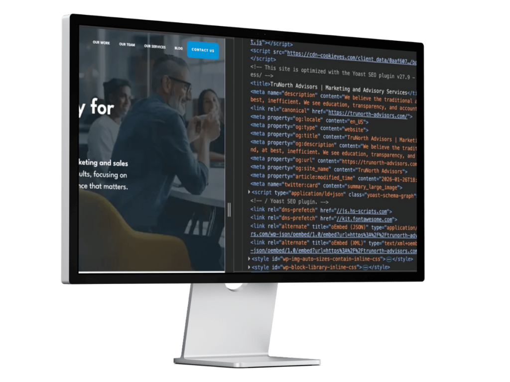 mockup of desktop computer showing TruNorth Advisor schema on the screen
